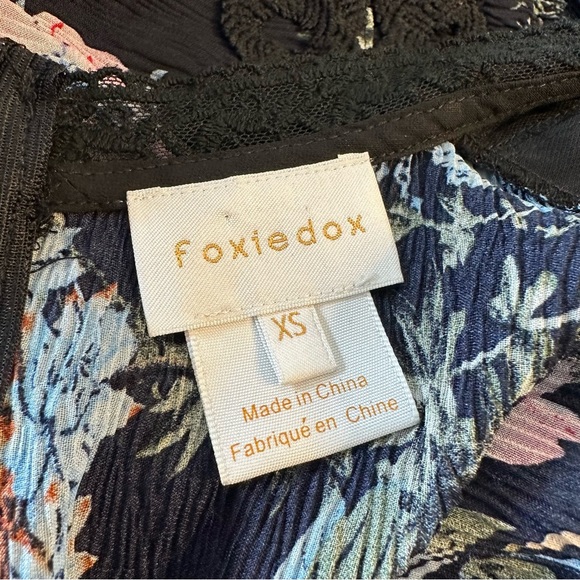 Foxiedox Juniper Floral High Neck Mini Dress size XS Lace Inset - Picture 11 of 14